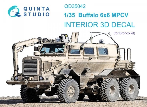 Quinta Studio QD35042 Buffalo 6x6 MPCV 3D-Printed &amp; coloured Interior on decal paper (Bronco) 1/35