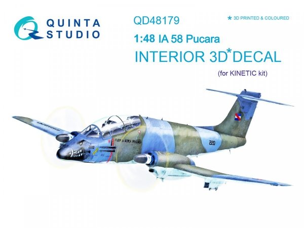 Quinta Studio QD48179 IA 58 Pucara 3D-Printed &amp; coloured Interior on decal paper (for Kinetic kit) 1/48