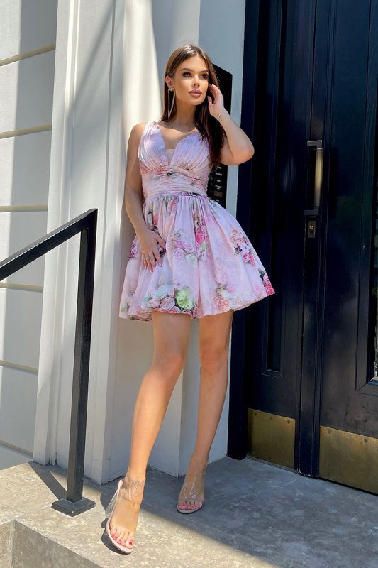 Vestito corto floreale Clearance