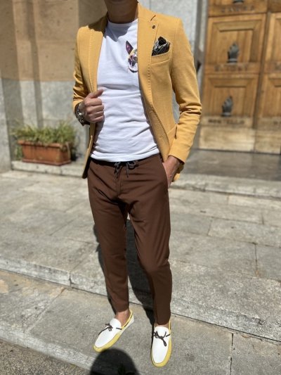 Pantaloni uomo marroni, slim - Paul Miranda - Made in Italy