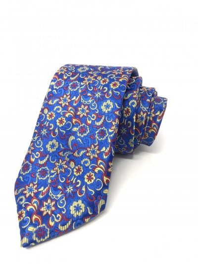 Cravatta blu elettrico - Floreale - Elegante