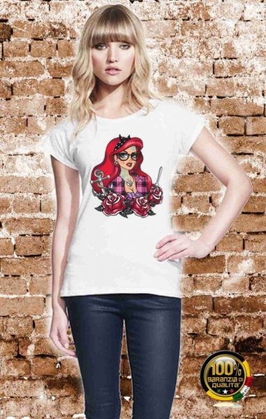 T-shirt donna - Bianca - Immagini Vintage - Sirenetta