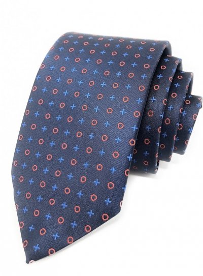  Elegancki krawat męski- Niebieski - W kropki