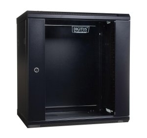 Szafa wisząca jednosekcyjna DIGITUS 19&quot; 12U 635/600/450mm drzwi szklane czarna (RAL 9004) niezmontowana