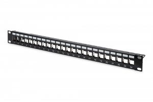 Patch panel pusty DIGITUS 19&quot; 24 port 1U do modułów keystone (RAL 9005)