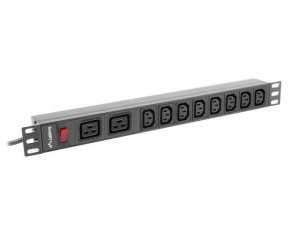 Listwa zasilająca Lanberg do RACK 1U 16A PDU 19&quot; 2x C19, 8x IEC C13 2m czarna C20