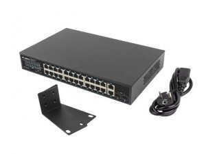 Switch niezarządzalny Lanberg 24x 1Gb PoE+/2x Gb 2x SFP Rack 19&quot; Gigabit Ethernet 250W