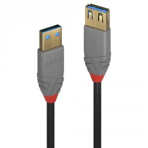 Przedłużacz USB 3.1 LINDY Gen1  Extension A/A, Anthra 1m Black