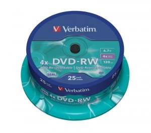 Płyty DVD-RW Verbatim 4x 4.7GB (Cake 25) MATT SILVER
