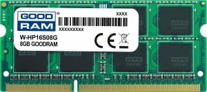 Pamięć SODIMM DDR3 GOODRAM 8GB 1600MHz  ded. do HP (W-HP16S08G)
