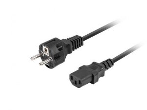 Kabel zasilający Lanberg CEE 7/7 -&gt; IEC 320 C13 1,8m czarny prosty