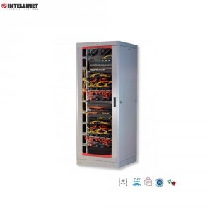 Szafa stojąca, zmontowana Intellinet 27U, 600x600, Rack 19&quot;, szklane drzwi, szara
