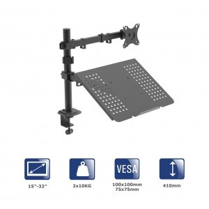 Uchwyt biurkowy do monitora i laptopa Akyga AK-MB-04 regulowane ramię 10kg VESA 75x75mm / 100x100mm 15-32&quot;