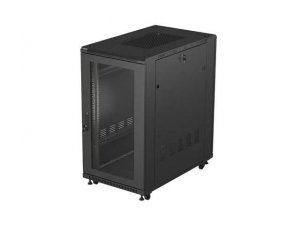 Szafa instalacyjna Rack Lanberg stojąca 19&quot; 22U 600x1000 Czarna drzwi perforowane (flat pack)