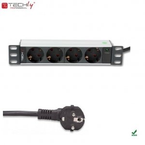 Listwa zasilająca TechlyPro Rack 10&quot; 1U 4 gniazda Schuko 1,8m