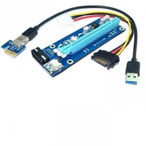 Karta rozszerzeń Riser Qoltec PCI-E 1x-16x | USB 3.0 | SATA/IDE MOLEX 4pin
