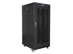 Szafa instalacyjna Rack stojąca 19&quot; 27U 600x800 czarna drzwi perforowane LCD Lanberg (flat pack)