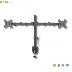 Uchwyt biurkowy Techly 13&quot;-27&quot;, 2x10kg na 2 monitory, obrotowy