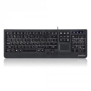 Klawiatura przewodowa Perixx PERIBOARD-313 podświetlana, touchpad, 2x hub USB, czarna