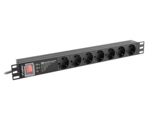 Listwa zasilająca Lanberg do RACK 19&quot; 1U 16A PDU PRO 7x Schuko SPD-3MP 2m czarna