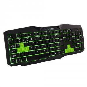 Klawiatura przewodowa Esperanza EGK201G &quot;Titions&quot; Gaming podświetlana USB czarno-zielona
