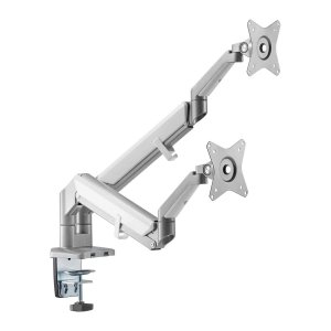 Uchwyt biurkowy do monitora Ergo Office ER-406G podwójne ramię, matowy czarny, ze sprężyną gazową, 17&quot;-32&quot;, 9 kg, 2x USB 3.0