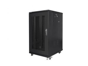Szafa instalacyjna Rack stojąca 19&quot; 22U 800x800 czarna drzwi perforowane Lanberg (flat pack)