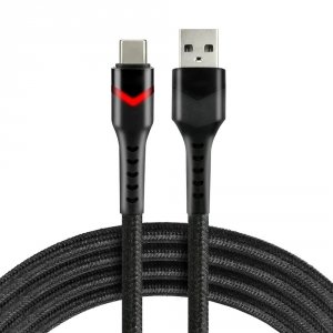 Kabel USB -&gt; USB-C everActive CBB-2CBR 2m 3A RGB LED czarny