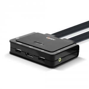 Przełącznik KVM LINDY 2-portowy DisplayPort 1.2, USB 2.0 &amp; Audio