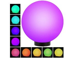Lampa solarna GreenBlue GB167 wolnostojaca ogrodowa kula 30x30x63cm, kolorowy LED