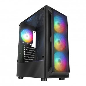 Obudowa PC Rampage SHIVA z oknem 4x wentylator 120mm Rainbow czarna