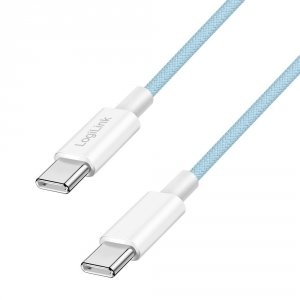 Kabel USB 2.0 LogiLink CU0351 USB-C - USB-C, M/M, 480 Mb/s, 60 W, niebieski, 1,5m