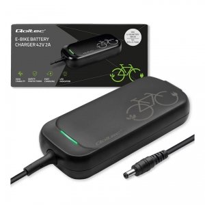 Ładowarka Qoltec do roweru skutera elektrycznego 36V | 42V | 2A | 5.5*2.1 | wodoodporna + kabel zasilający