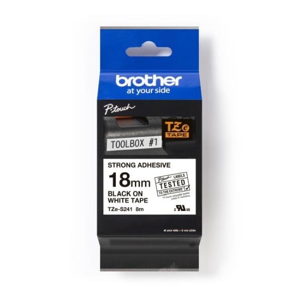 Taśma Brother TZe-S241 18mm x 8m (TZES241) - biała, czarny nadruk