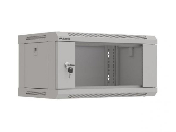 Szafa instalacyjna Rack wisząca 19&amp;quot; 4U 540x350 szara Drzwi przeszklone Lanberg (flat pack)