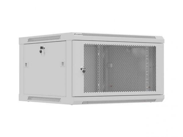 Szafa instalacyjna Rack 19&amp;quot; Lanberg 6U 600x600 wisząca szara drzwi perforowane (flat pack)