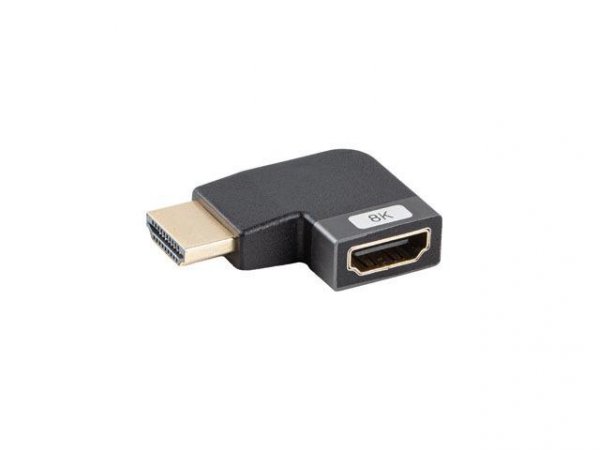 Adapter Lanberg HDMI(F)-&amp;gt;HDMI(F) 8K kątowy lewo aluminimum srebrny