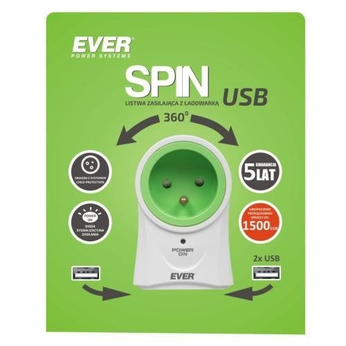 Listwa zasilająca Ever SPIN USB