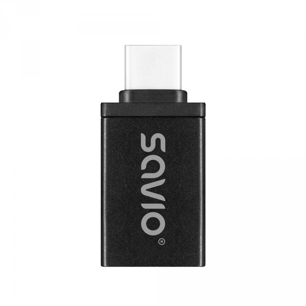 Adapter USB-A 3.1 (F)-USB-C 3.1 (M), SAVIO AK-80, Czarny