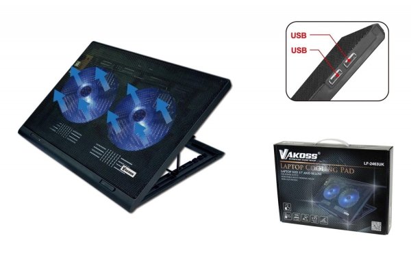 Podstawka chłodząca pod notebooka VAKOSS max 17&amp;quot; LF-2463UK czarna