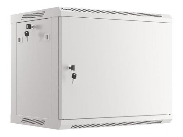 Szafa instalacyjna Rack wisząca 19&amp;quot; 9U 600x450 szara drzwi metalowe Lanberg (flat pack)