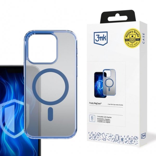 OUTLET: Etui na Apple iPhone 14 - 3mk Frosty MagCase Blue - OTW OPAK
