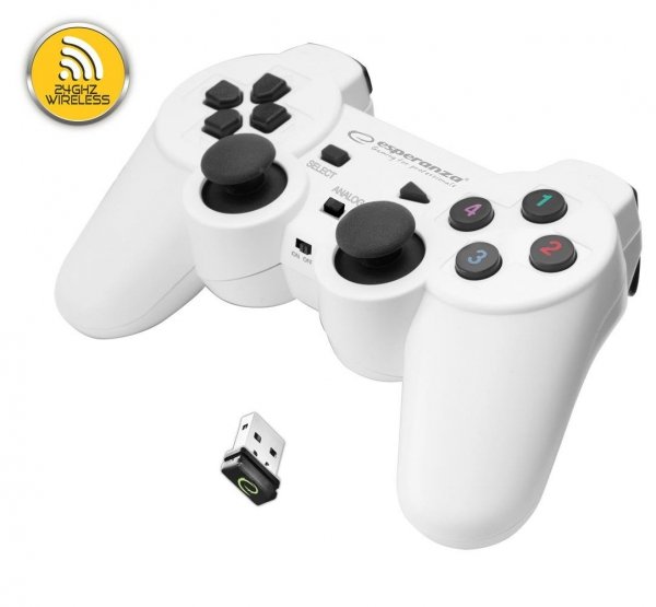 Gamepad bezprzewodowy 2.4GHz PS3/PC USB Esperanza &amp;quot;Gladiator&amp;quot; biało/czarny
