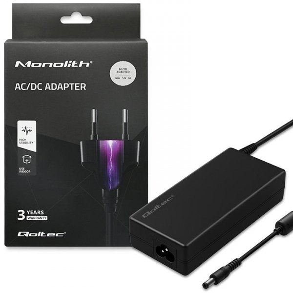 Zasilacz Qoltec desktopowy 60W | 12V | 5A | 5.5*2.5 | + kabel zasilający