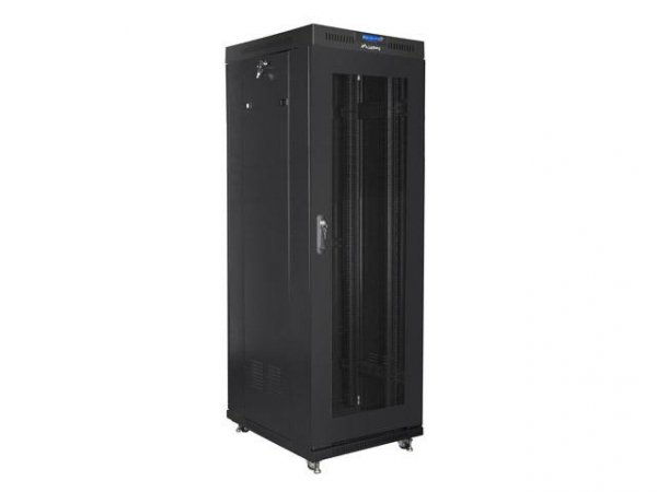 Szafa instalacyjna Rack stojąca 19&amp;quot; 37U 600x800 czarna drzwi perforowane LCD Lanberg (flat pack)