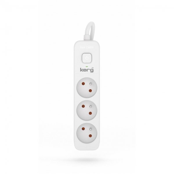 Przedłużacz KERG z wyłącznikiem M02382 3-gniazdowy 1,5m 3×1,5mm2 H05VV-F 16A/250V biały