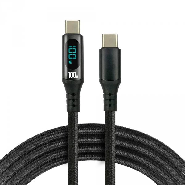 Kabel USB-C -&amp;gt; USB-C everActive CBB-2PD5L 2m 100W wbudowany wyświetlacz czarny