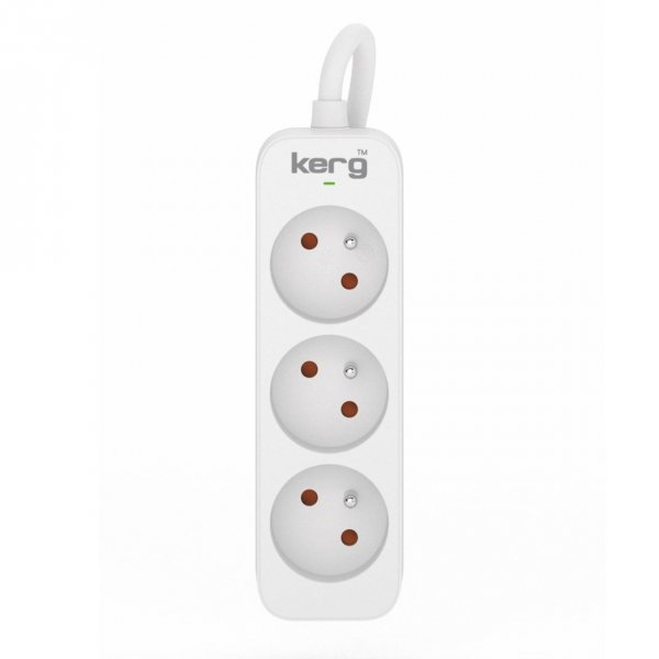 Przedłużacz KERG M02388 3-gniazdowy 3m 3×1,5mm2 H05VV-F 16A/250V biały