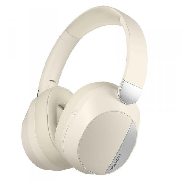 Słuchawki z mikrofonem LogiLink BT0071C Bluetooth 6.0 Sound Wave, ANC, AUX 3,5mm , multi-control, kremowe