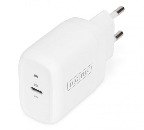 Ładowarka sieciowa DIGITUS zasilacz 1x USB-C PD 3.0 max. 20W LED biała